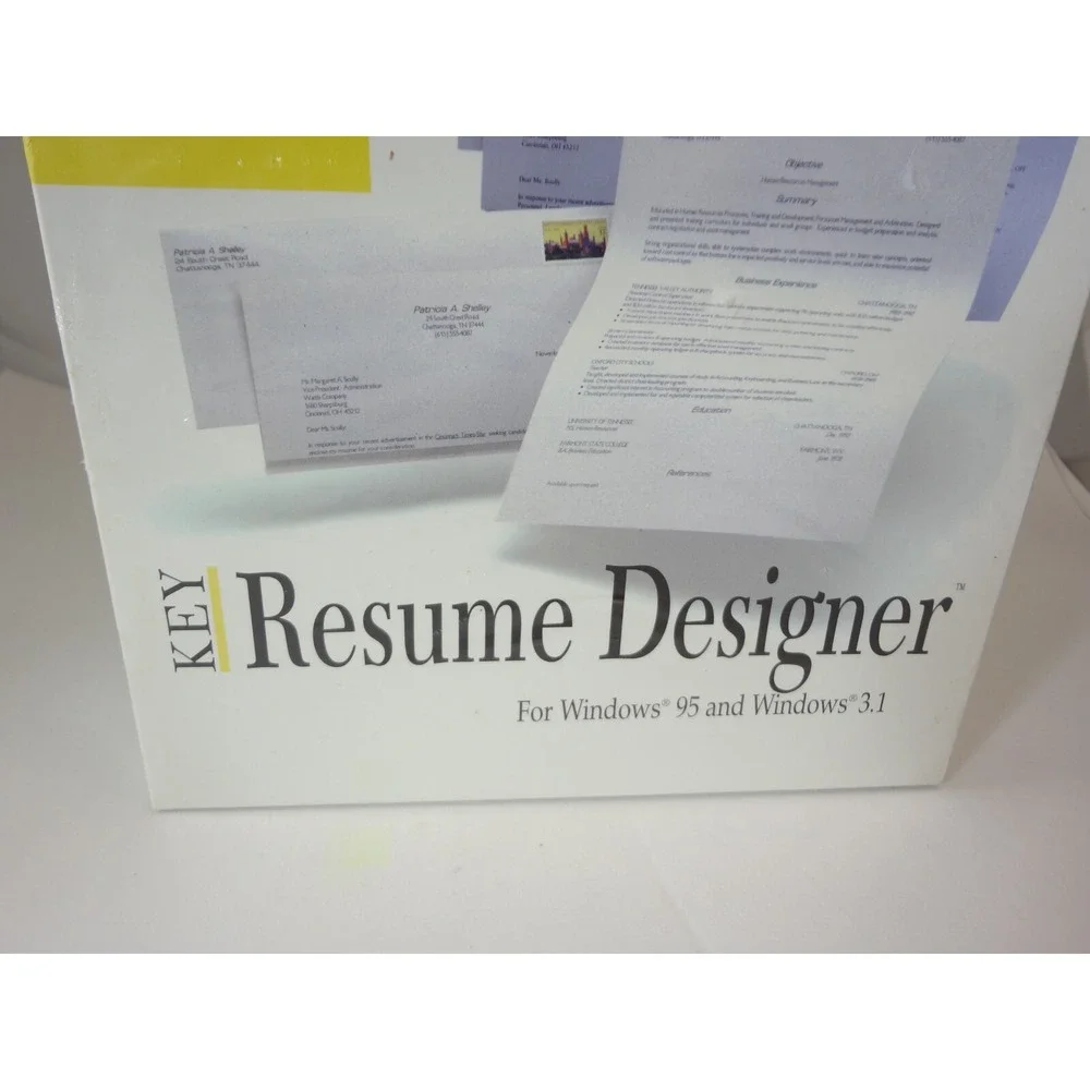 SoftKey Key Resume Designer (PC, 1996) Windows 95 and 3.1 - Factory Sealed & New